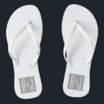 Editable Couples Initials | White & Grey Thongs<br><div class="desc">Customizable couples initials or any other text.</div>