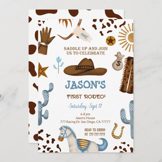 Editable Cowboy Birthday Invitation (Front/Back)