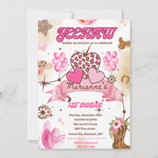 Editable Cowgirl Birthday Invitation, Disco Rodeo Invitation