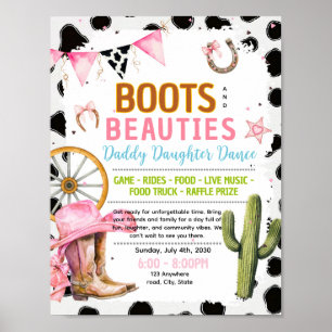 Editable cowgirl school dance flyer poster