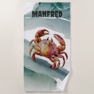Editable Crab Beach Towel