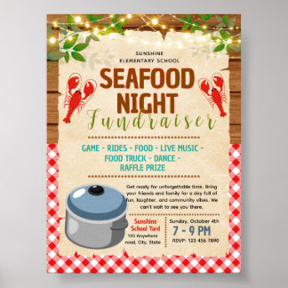 Editable crawfish boil seafood fundraiser flyer poster