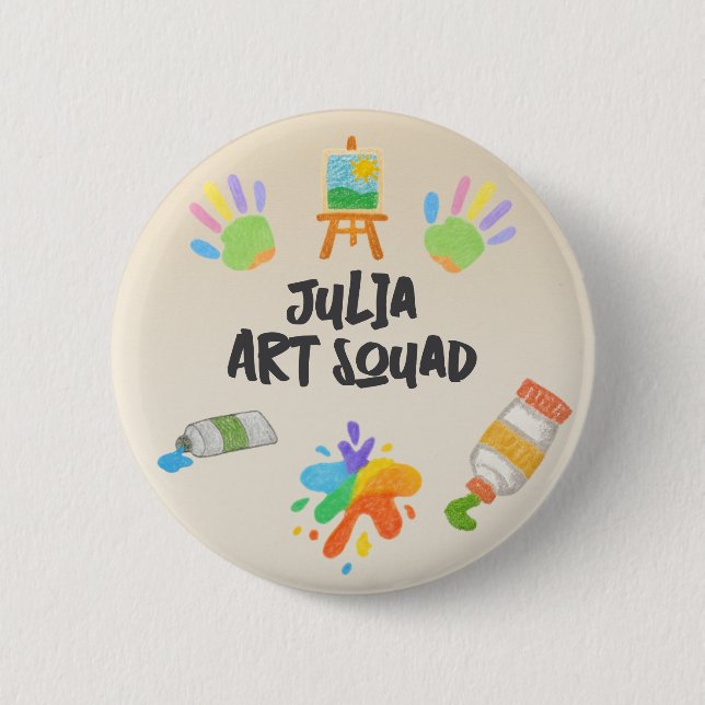 Editable Crayon Style – Artsy Paint & Palette 6 Cm Round Badge (Front)