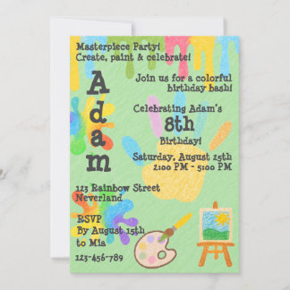 Editable Crayon Style – Artsy Paint & Palette Part Invitation