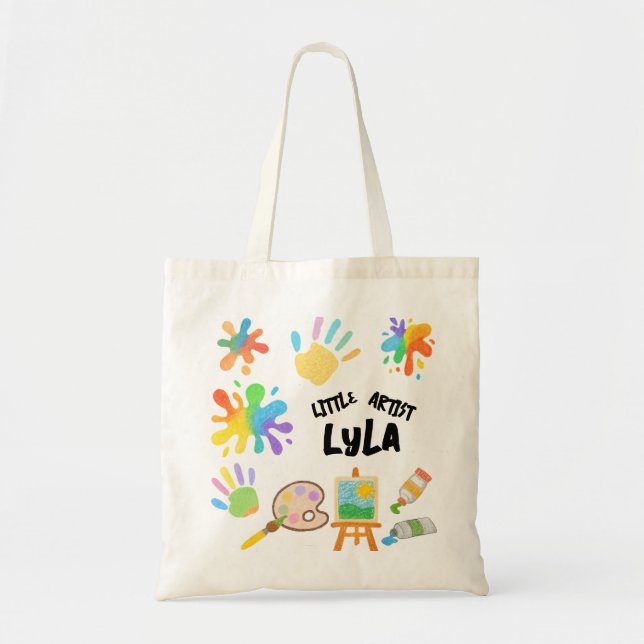 Editable Crayon Style – Artsy Paint & Palette Part Tote Bag (Front)