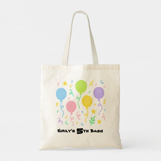 Editable Crayon Style – Balloon Bash for Kids Tote Bag (Back)