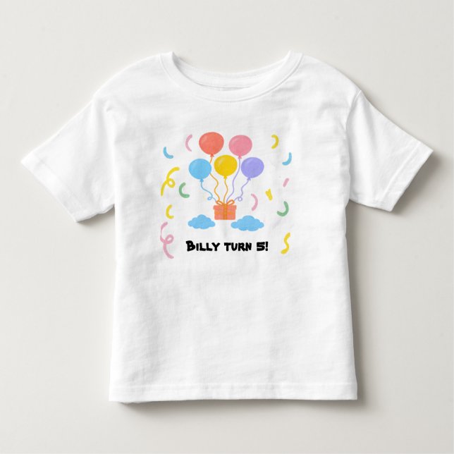 Editable Crayon Style – Balloon Bash Toddler Toddler T-Shirt (Front)