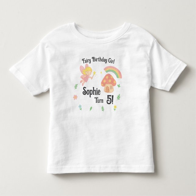 Editable Crayon Style – Fairy Mushroom Forest Toddler T-Shirt (Front)