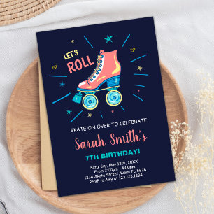 Editable Creative Roller Skate Party Invite