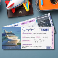 Editable Cruise Ticket Surprise Boarding Pass