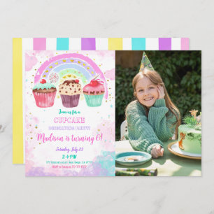 Editable Cupcake Birthday Photo Invitation