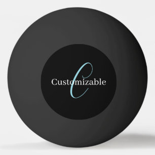 Editable Cursive Script Monogram Black Blue White Ping Pong Ball