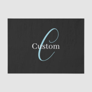 Editable Cursive Script Monogram Black Blue White Tissue Paper