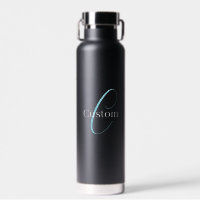 Editable Cursive Script Monogram Black Blue White