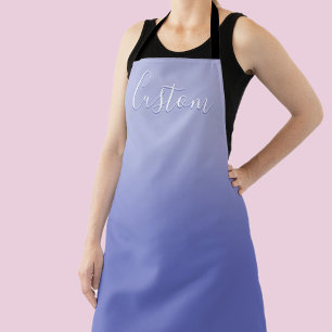 Editable Cursive Script White & Purple Violet Apron