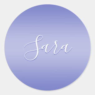 Editable Cursive Script   White & Purple Violet Classic Round Sticker