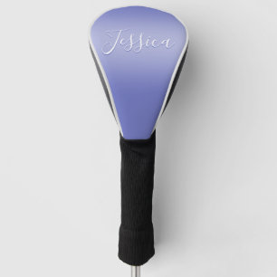 Editable Cursive Script White & Purple Violet Golf Head Cover