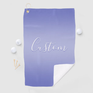Editable Cursive Script White & Purple Violet Golf Towel