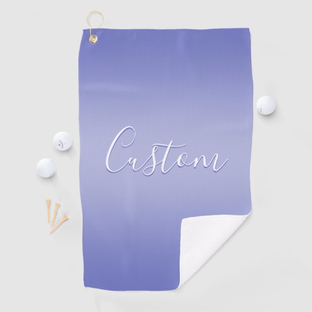 Editable Cursive Script | White & Purple Violet Golf Towel (InSitu)
