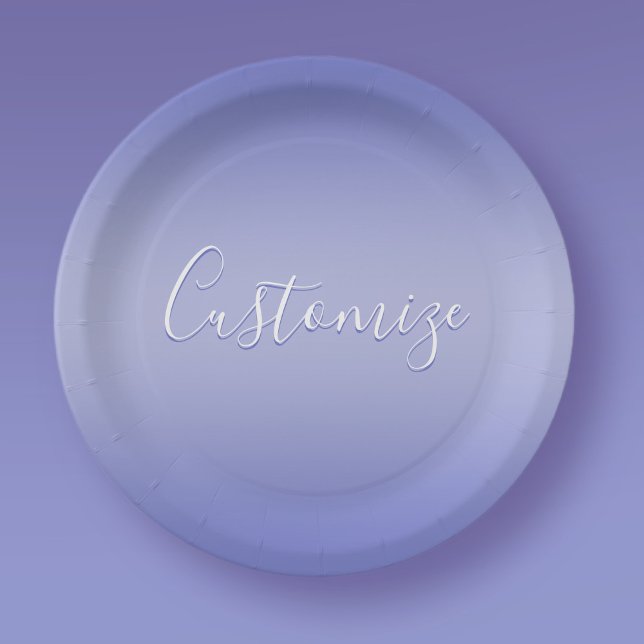 Editable Cursive Script | White & Purple Violet Paper Plate (Creator Uploaded)