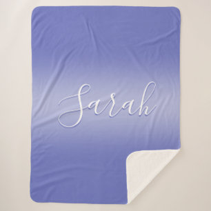 Editable Cursive Script   White & Purple Violet Sherpa Blanket