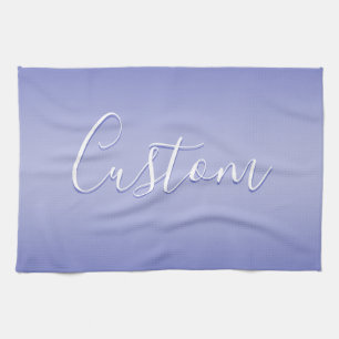 Editable Cursive Script   White & Purple Violet Tea Towel