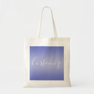 Editable Cursive Script White & Purple Violet Tote Bag