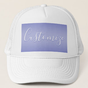 Editable Cursive Script White & Purple Violet Trucker Hat