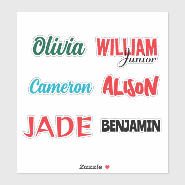 Editable Custom-Cut Name Vinyl Sticker (Sheet)