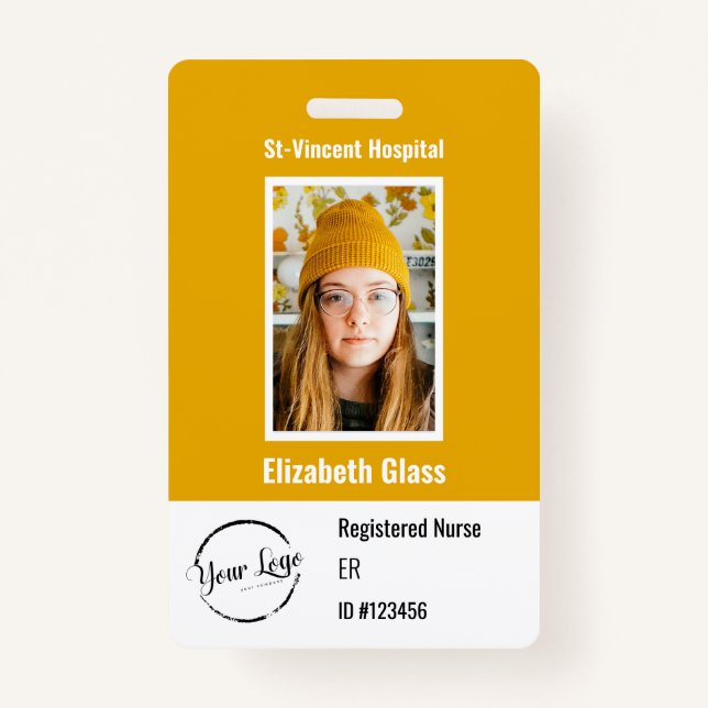Editable Custom Employee Photo Badge ID Badge (Front)