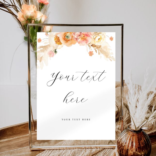 Editable Custom Peach, Blush Floral Wedding Sign (Creator Uploaded)