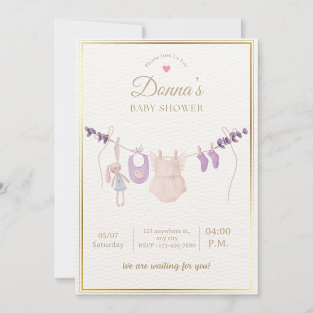 Editable Cute Pastel Baby Shower Invitation (Front)