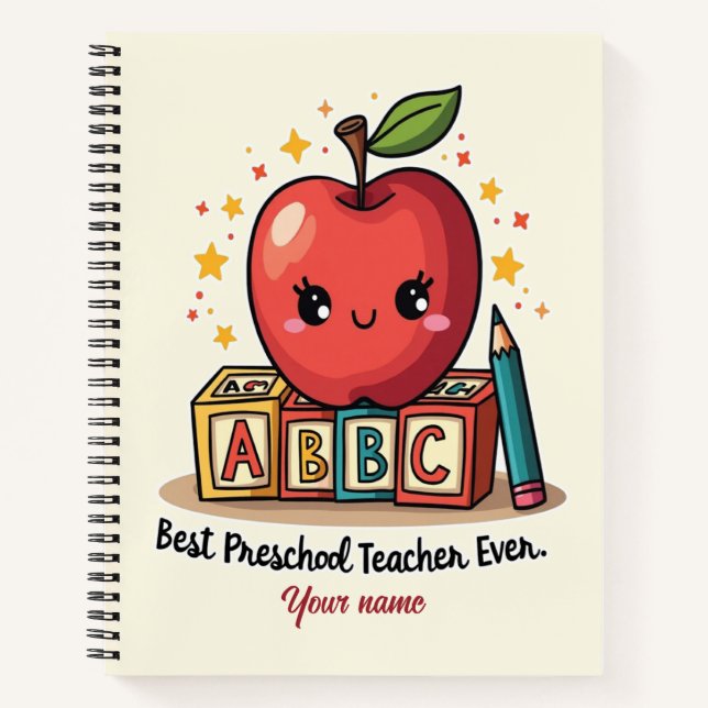 Editable Cute Teacher Apple Design Notebook (Front)
