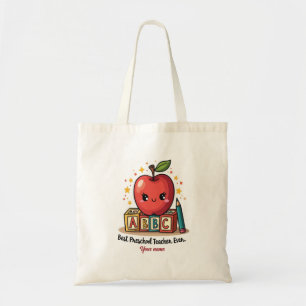 Editable Cute Teacher Apple Design Tote Bag