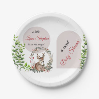 Editable Cute Woodland Baby Shower Plates