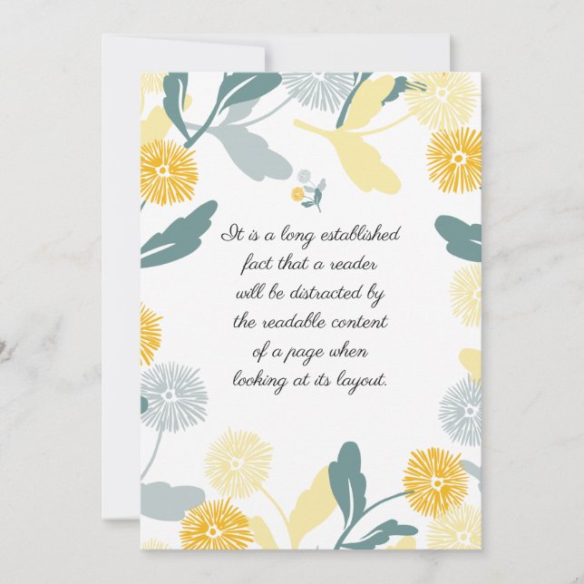Editable Dandelion floral art thank you card (Front)