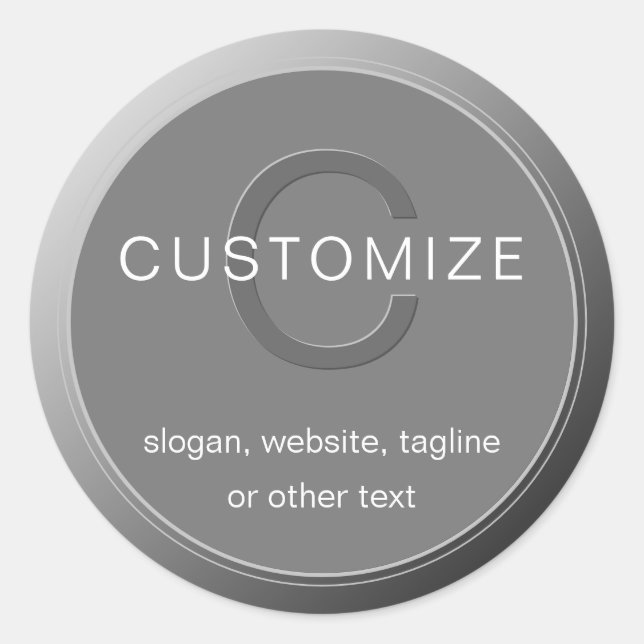 Editable Dark Grey Monogram Design Classic Round Sticker (Front)