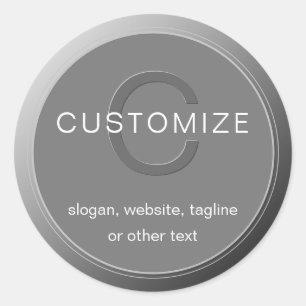 Editable Dark Grey Monogram Design Classic Round Sticker