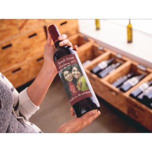 Editable Dark Red    Photo   Wine Label