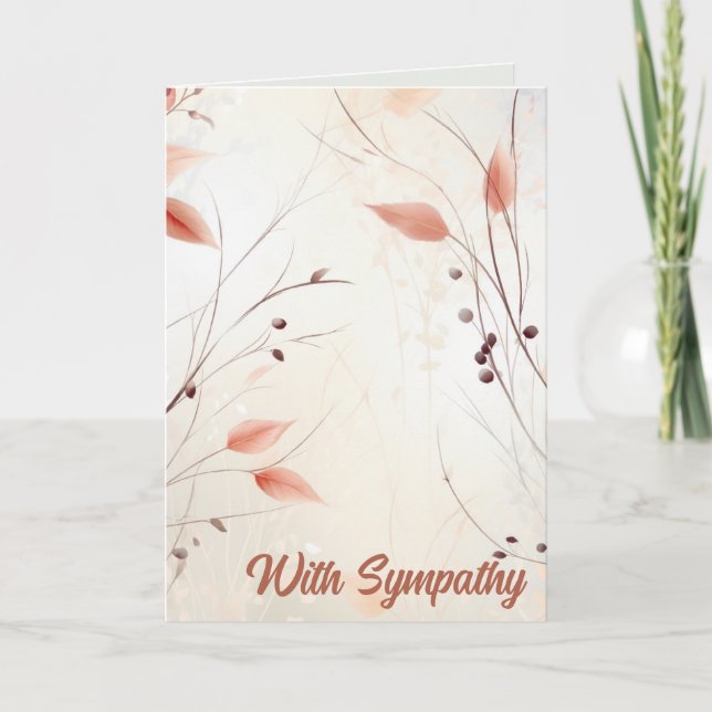 Editable Delicate Leaves Sympathy Card (Front)