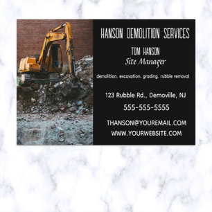 Editable Demolition Excavation Business Card