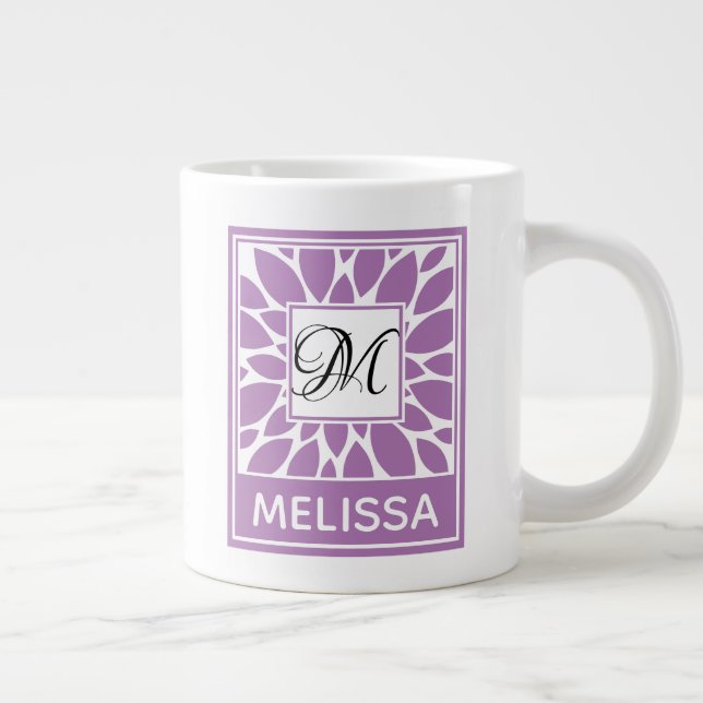 Editable Design Contemporary Monogram and Name Large Coffee Mug (Right)