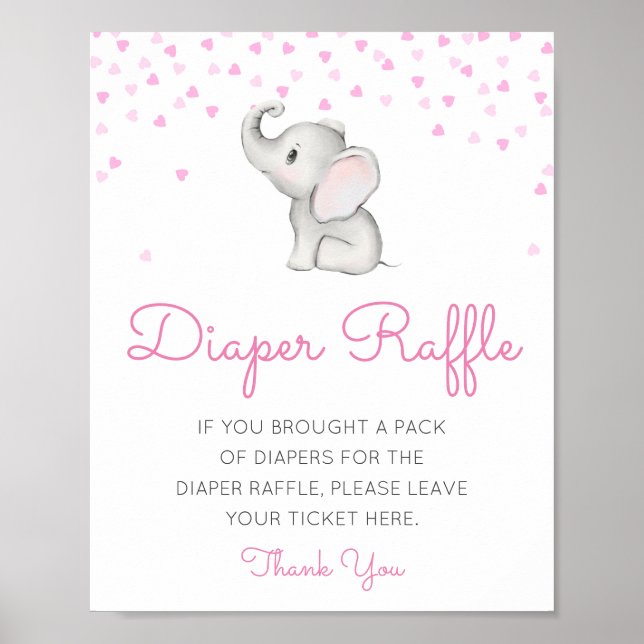 Editable Diaper Raffle Baby Shower Sign Printed (Front)