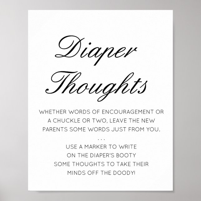Editable Diaper Thoughts Sign, Late Night Diaper Poster (Front)