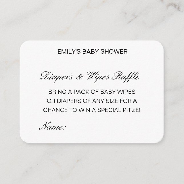 Editable Diapers Wipes Raffle Baby Shower Inserts (Front)