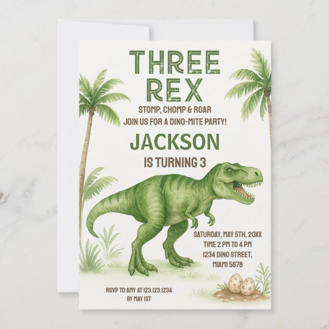 Editable Dino Party Invite for Boys or Girls (Front)