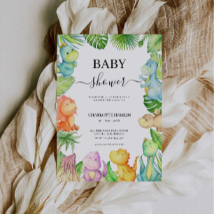 Editable Dinosaur Baby Shower Invitation