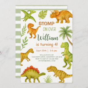 Editable Dinosaur Birthday Party  Invitation