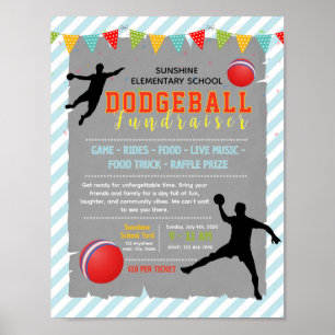 Editable dodgeball fundraiser flyer poster