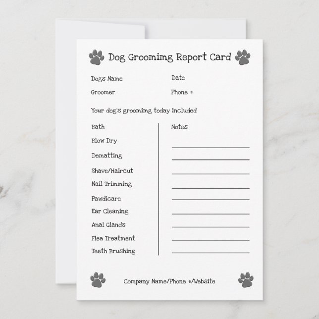 Editable Dog Grooming form pet care services card (Front)